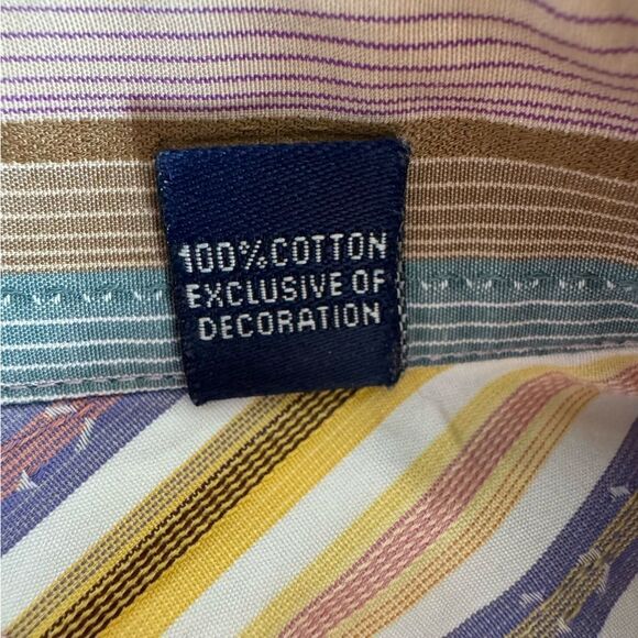 Robert Graham Striped Embroidered Pastel Button Down Shirt Classic Fit Size L - Picture 12 of 13
